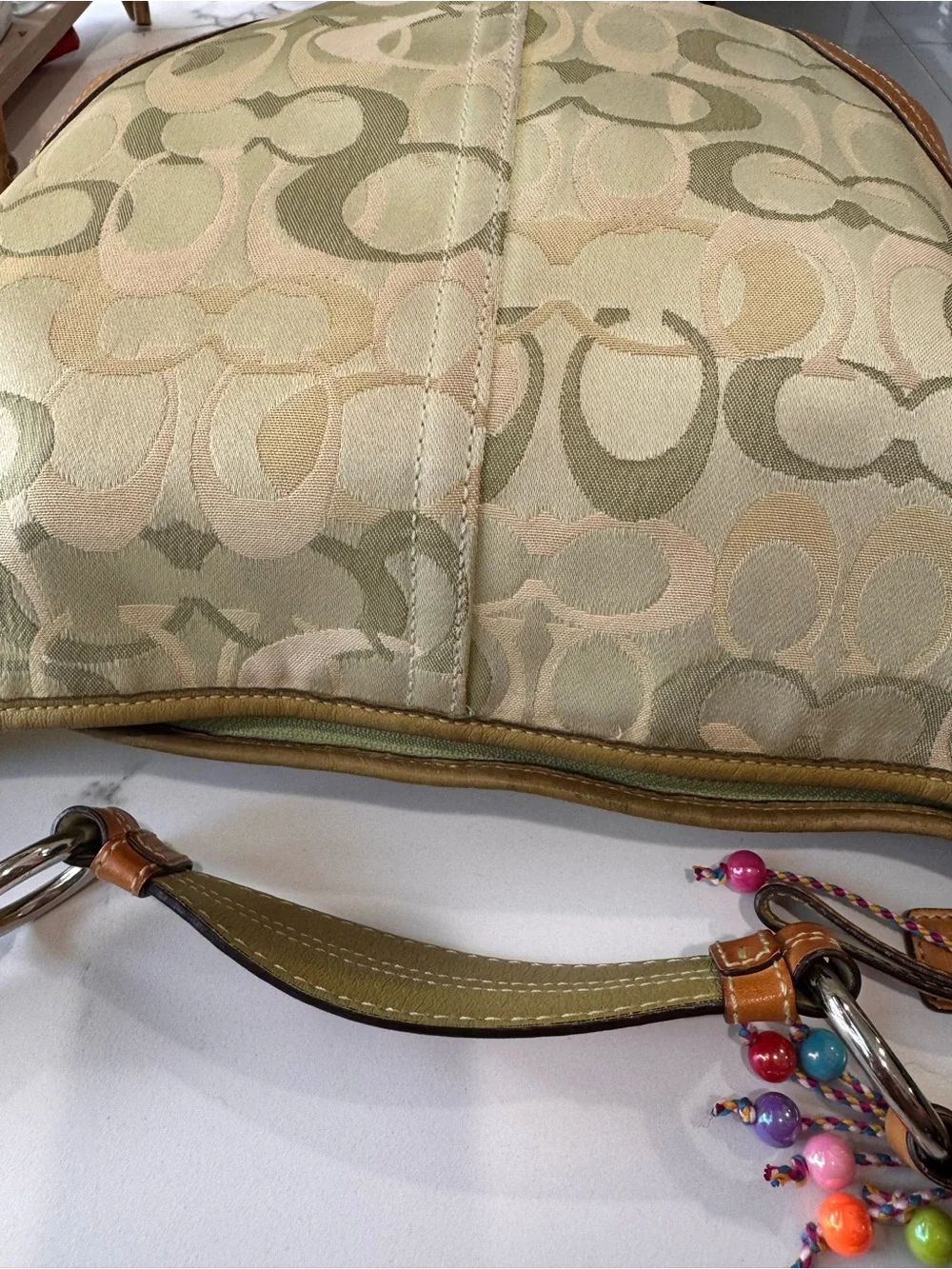 Coach Signature Green Optic Hobo Vintage #1851